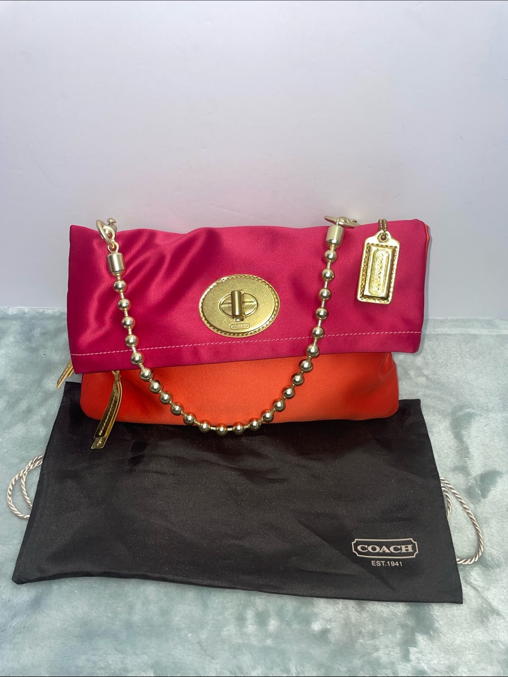 Coach ‘Amanda’ Satin Foldover Clutch